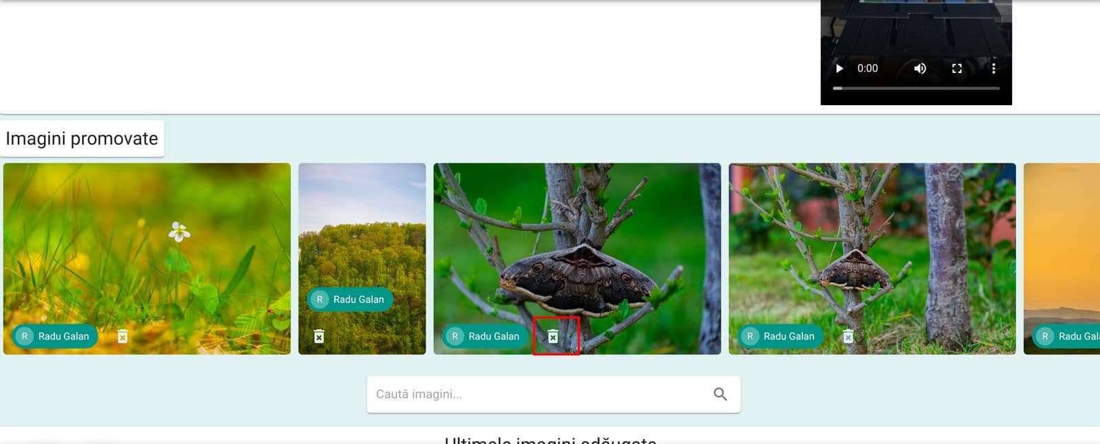 Ștergerea unei imagini din lista de imagini promovate