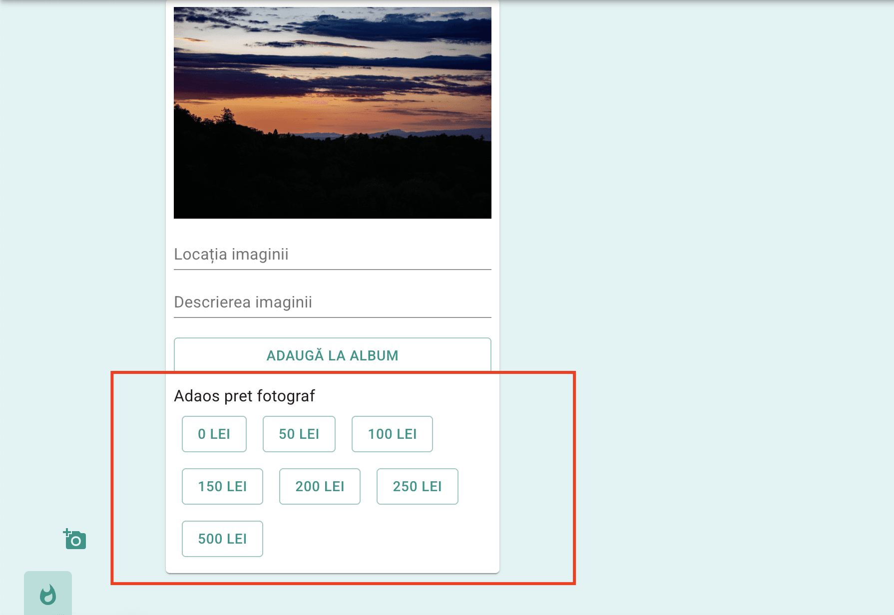 Contorul de imagini încărcate în timp real